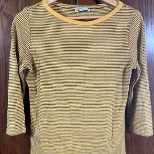Zara mustard stripe top size M